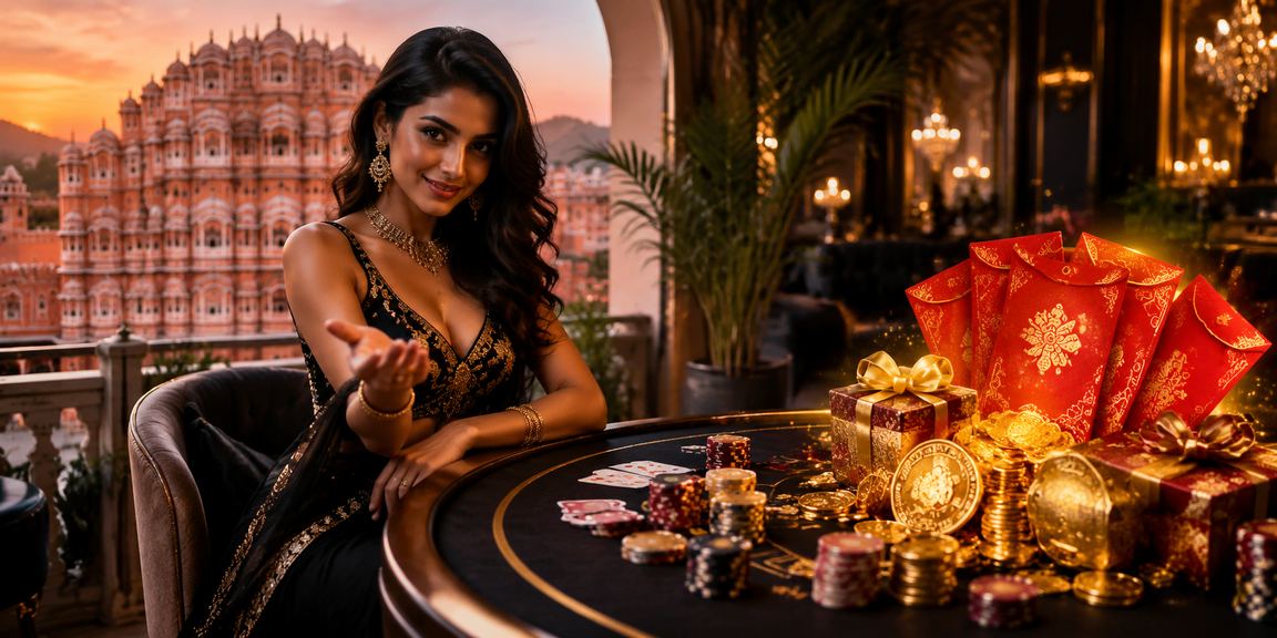 Elegant woman celebrating VIP rewards at badte4cher in Jaipur